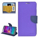For Galaxy Note 4 Purple Cross Flip Leather Case with Credit Card Slots