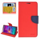 For Galaxy Note 4 Red + Blue Cross Flip Leather Case with Credit Card Slots