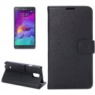 For Galaxy Note 4 Black Magnetic Leather Case with Holder, Card Slots & Wallet