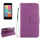 For Lumia 530 Purple Litchi Flip Leather Case with Holder, Card Slots & Wallet