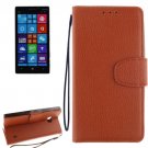 For Lumia 930 Brown Litchi Flip Leather Case with Holder, Card Slots & Wallet