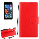 For Lumia 730 Red Litchi Flip Leather Case with Holder, Card Slots & Wallet