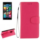 For Lumia 830 Magenta Litchi Flip Leather Case with Holder, Card Slots & Wallet
