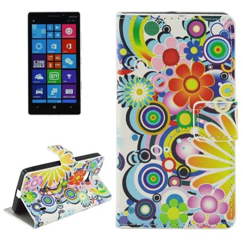 For Lumia 930 Flower Pattern Leather Case with Holder, Card Slots & Wallet