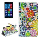 For Lumia 930 Flower Pattern Leather Case with Holder, Card Slots & Wallet