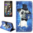 For Lumia 535 Bulldog Pattern Leather Case with Holder, Card Slots & Wallet