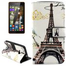 For Lumia 535 Eiffel Pattern Leather Case with Holder, Card Slots & Wallet