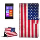 For Lumia 925 US Flag Pattern Leather Case with Holder, Card Slots & Wallet