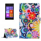 For Lumia 925 Flower Pattern Leather Case with Holder, Card Slots & Wallet