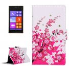 For Lumia 925 Blossom Pattern Leather Case with Holder, Card Slots & Wallet