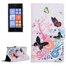 For Lumia 720 Butterfly Pattern Leather Case with Holder, Card Slots & Wallet