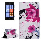 For Lumia 720 Flower Pattern Leather Case with Holder, Card Slots & Wallet