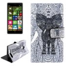 For Lumia 830 Elephant Pattern Cross Leather Case with Holder & Card Slots