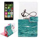 For Lumia 830 Sea Pattern Cross Leather Case with Holder & Card Slots