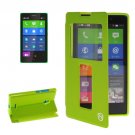 For Lumia XL Green Flip Leather Case with Call Display ID & Holder