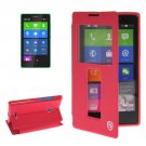 For Lumia XL Magenta Flip Leather Case with Call Display ID & Holder