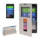 For Lumia XL White Flip Leather Case with Call Display ID & Holder
