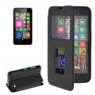 For Lumia 630 Black Flip Leather Case with Call Display ID & Holder