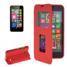 For Lumia 630 Red Flip Leather Case with Call Display ID & Holder