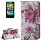 For Lumia 630 Flowers Pattern Flip Leather Case with Holder & Card Slots