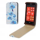 For Lumia 520 Blue Flowers Pattern Vertical Flip Leather Case