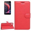 For HTC Desire Red Litchi Leather Case with Holder & Card Slots & Wallet