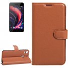 For HTC Desire Brown Litchi Leather Case with Holder & Card Slots & Wallet