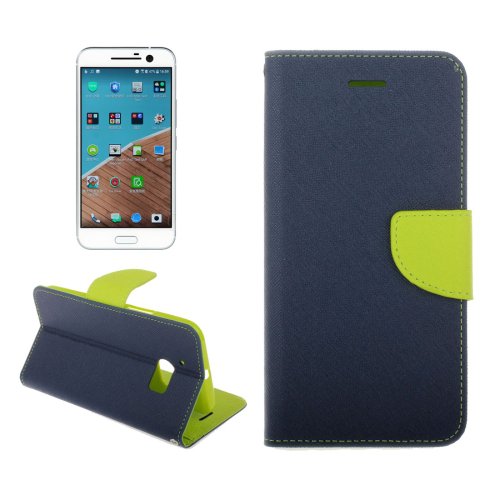 For HTC 10/One M10 Dark Blue Cross Leather Case with Holder, Card Slots & Wallet