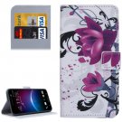 For HTC M10 Lotus Pattern Leather Case with Holder, Card Slots & Wallet