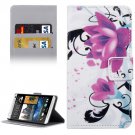For HTC Desire 530 Lotus Pattern Leather Case with Holder, Card Slots & Wallet
