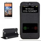 For HTC Desire 510 Black Sand Flip Leather Case with Call Display ID & Holder