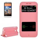 For HTC Desire 510 Pink Sand Flip Leather Case with Call Display ID & Holder