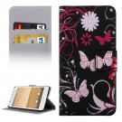 For HTC One A9 Flowers Pattern Leather Case with Holder, Card Slots & Wallet