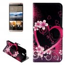 For HTC One E9+ Heart Pattern Leather Case with Holder, Card Slots & Wallet
