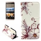 For HTC One E9+ Flower Pattern Leather Case with Holder, Card Slots & Wallet