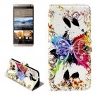 For HTC One E9+ Butterfly Pattern Leather Case with Holder, Card Slots & Wallet