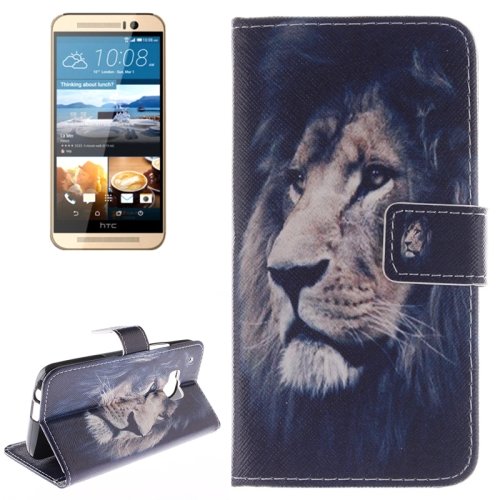 For HTC One M9 Lion 2 Pattern Leather Case with Holder, Card Slots & Wallet