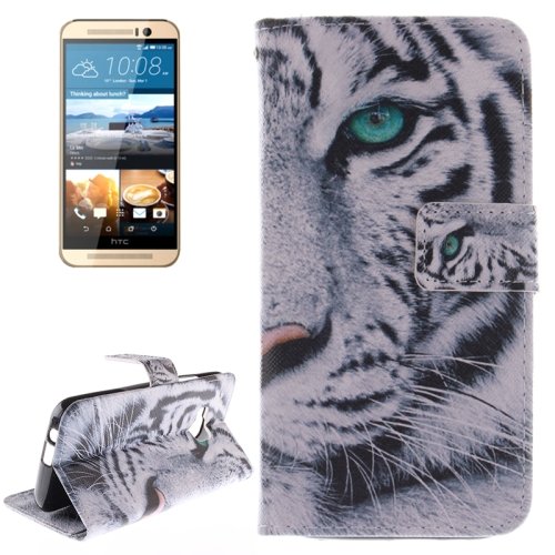 For HTC One M9 Tiger 2 Pattern Leather Case with Holder, Card Slots & Wallet