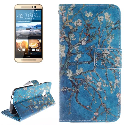 For HTC One M9 Plum 2 Pattern Leather Case with Holder, Card Slots & Wallet