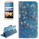For HTC One M9 Plum 2 Pattern Leather Case with Holder, Card Slots & Wallet
