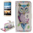 For HTC One M9 Owl 2 Pattern Leather Case with Holder, Card Slots & Wallet