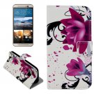 For HTC One M9 Flowers Pattern Leather Case with Holder, Card Slots & Wallet