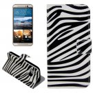 For HTC One M9 Zebra Pattern Leather Case with Holder, Card Slots & Wallet