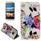 For HTC One M9 Butterfly Pattern Leather Case with Holder, Card Slots & Wallet
