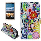 For HTC One M9 Flower Pattern Leather Case with Holder, Card Slots & Wallet