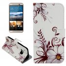For HTC One M9 Flower Pattern Leather Case with Holder, Card Slots & Wallet