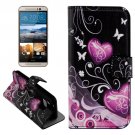 For HTC One M9 Heart Pattern Leather Case with Holder, Card Slots & Wallet