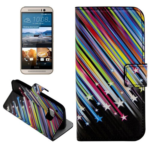 For HTC One M9 Star Pattern Leather Case with Holder, Card Slots & Wallet