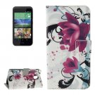 For HTC Desire 526G Flower Pattern Leather Case with Holder, Card Slots & Wallet