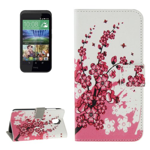 For HTC Desire 526G Flower Pattern Leather Case with Holder, Card Slots & Wallet